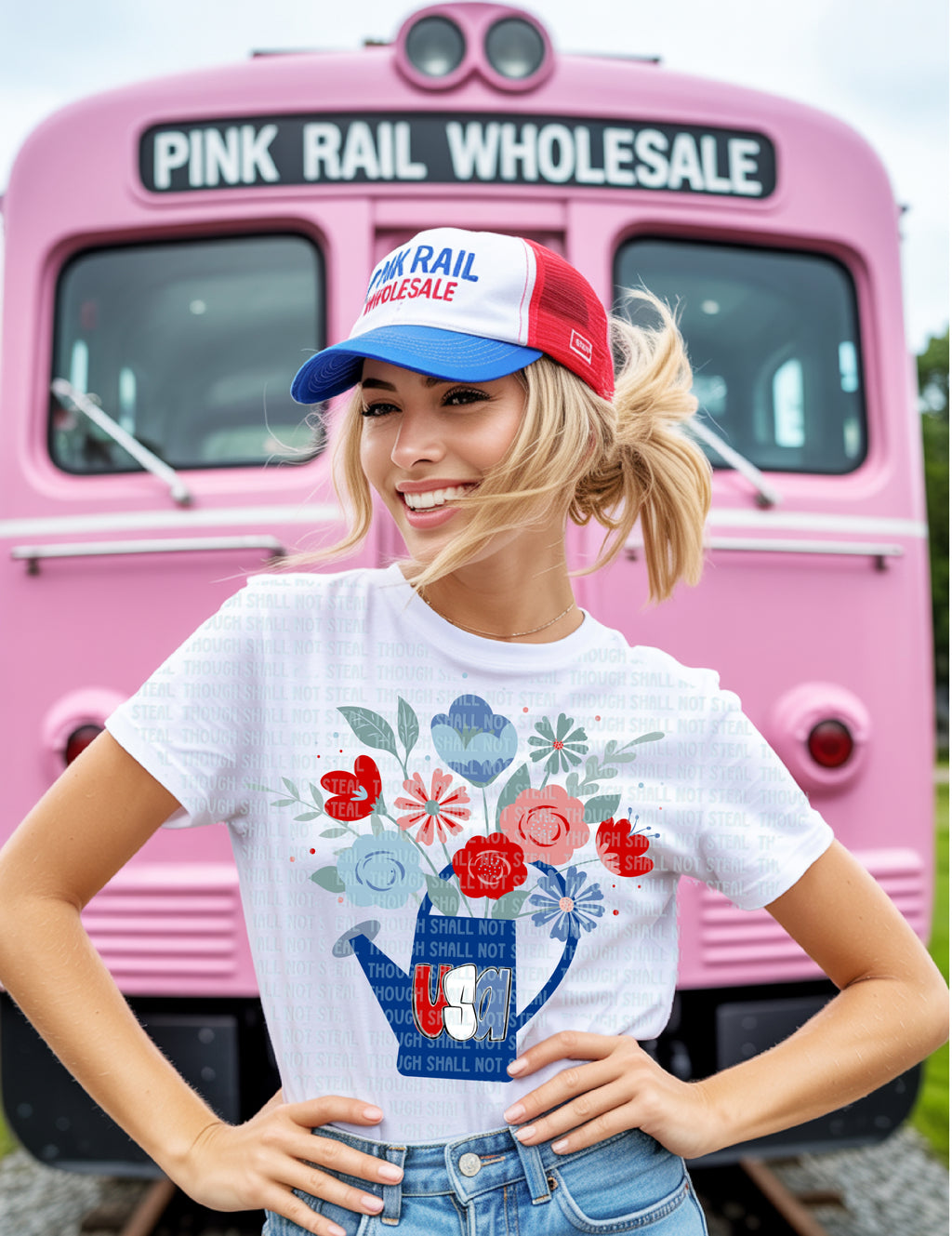 07-250 USA Floral Completed Tee