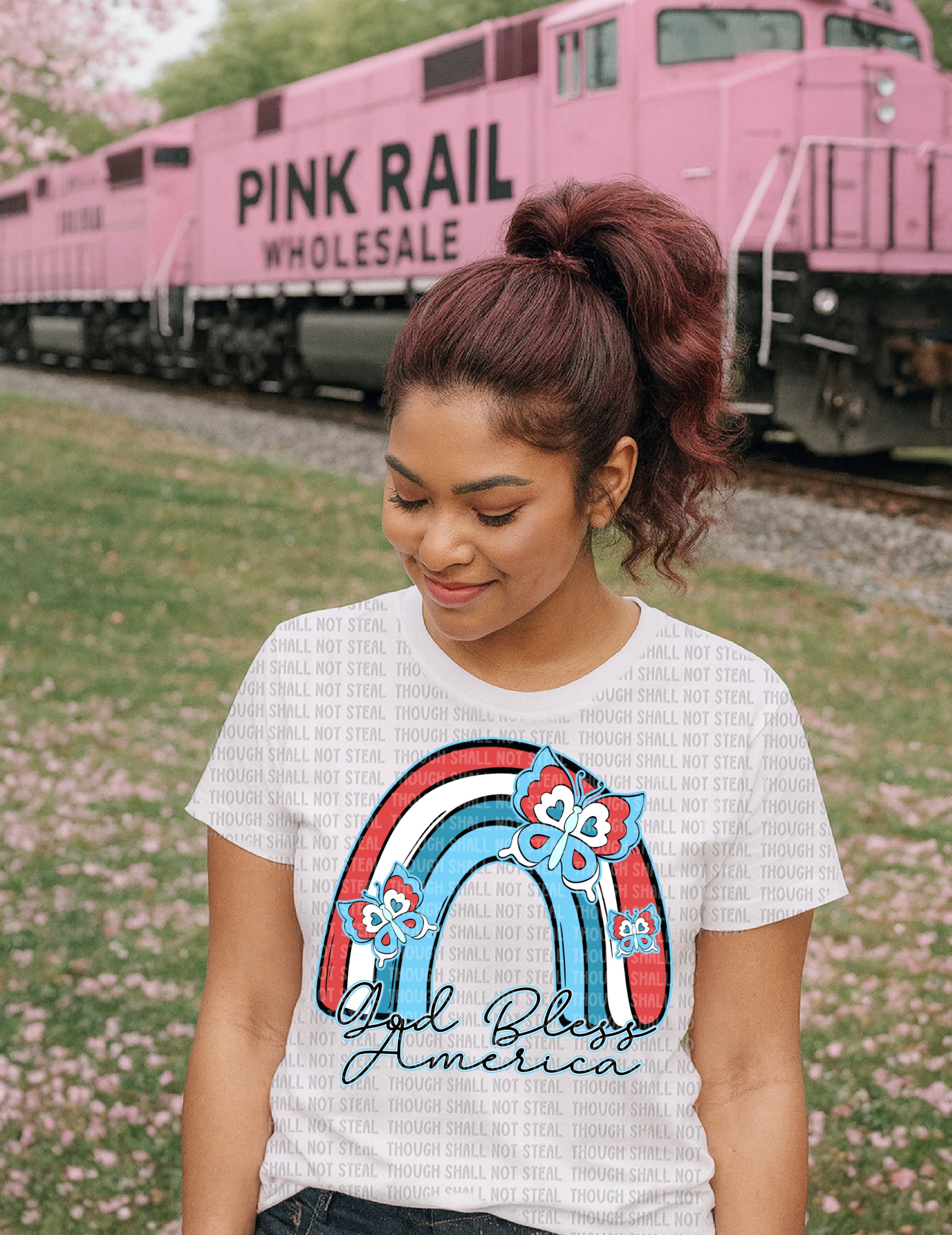 07-264 Rainbow God Bless America DTF Transfer Only