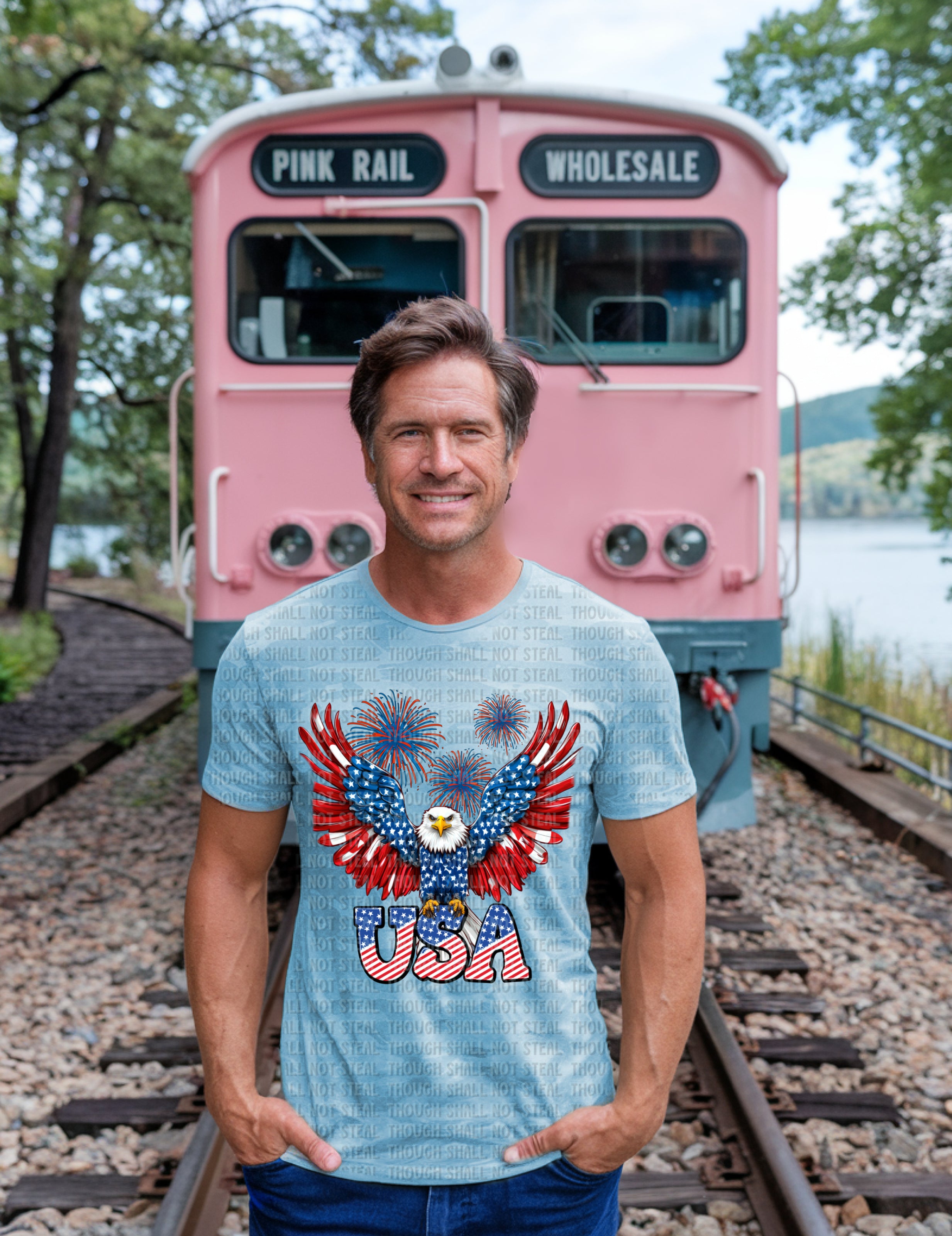 07-266 Eagle, Fireworks, USA Completed Tee