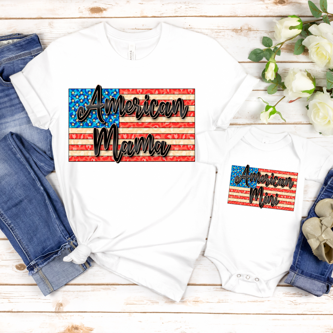 07-35 American Mama Vintage Flag Completed Tee