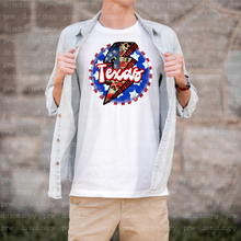 Load image into Gallery viewer, 07-48 Texas American Flag Lightning Bolt Completed Tee
