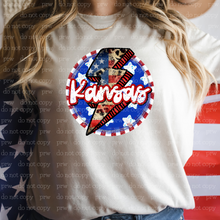 Load image into Gallery viewer, 07-49 Kansas American Flag Lightning Bolt Completed Tee
