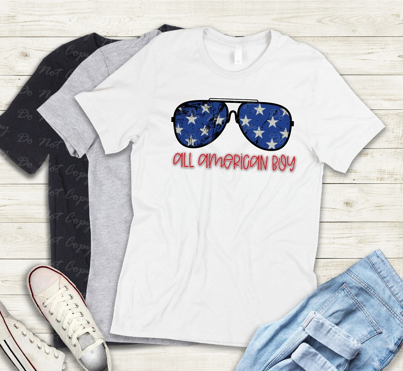 07-67 All American Boy Patriotic Sunglasses  DTF TRANSFER ONLY