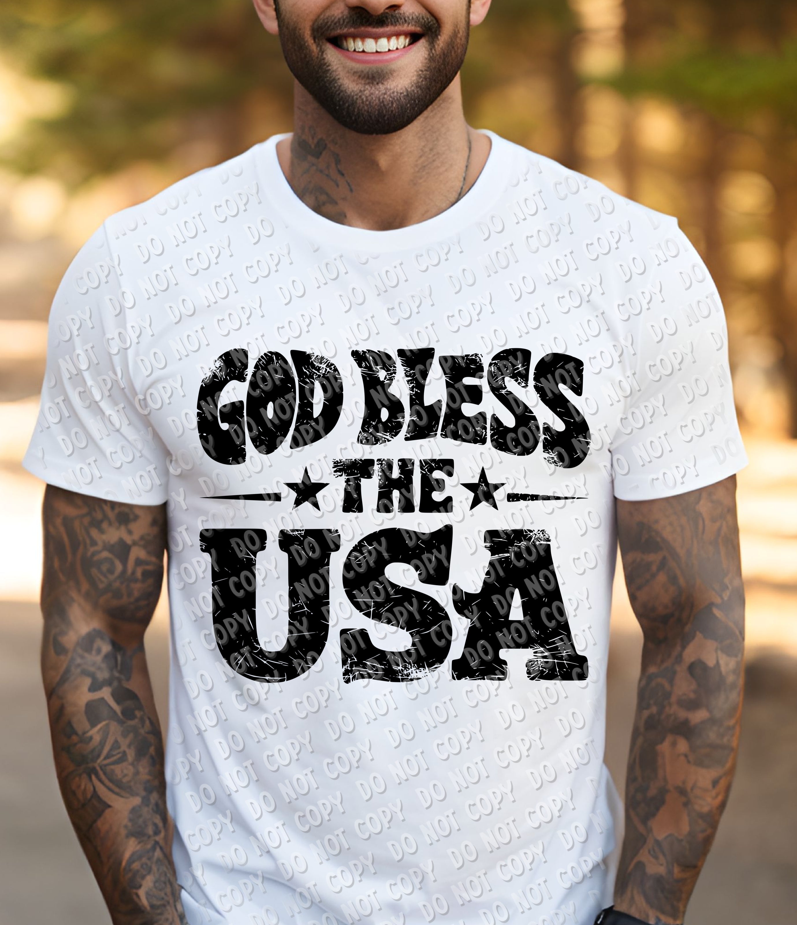 07-75 God Bless the USA  - Black DTF TRANSFER ONLY