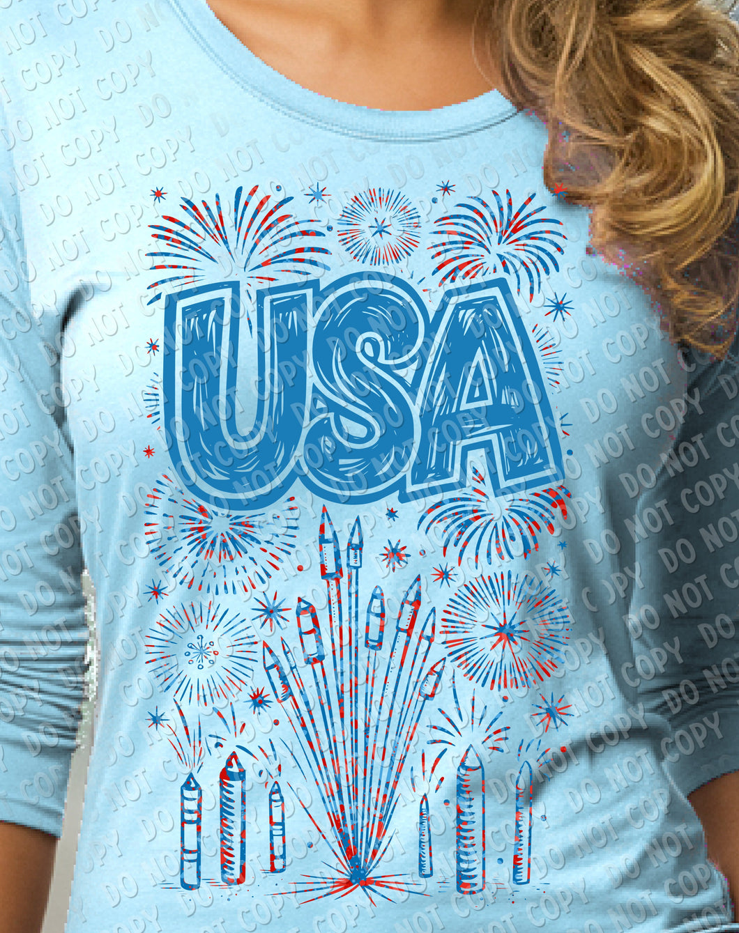 07-83 USA Fireworks - Colored Completed Tee