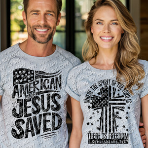 07-85 American Made Jesus Saved - Black DTF Transfer Only