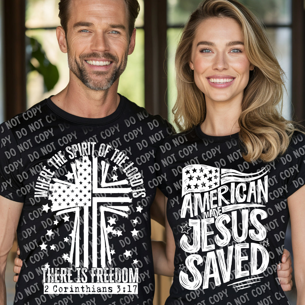 07-87 American Made Jesus Saved - White DTF Transfer Only