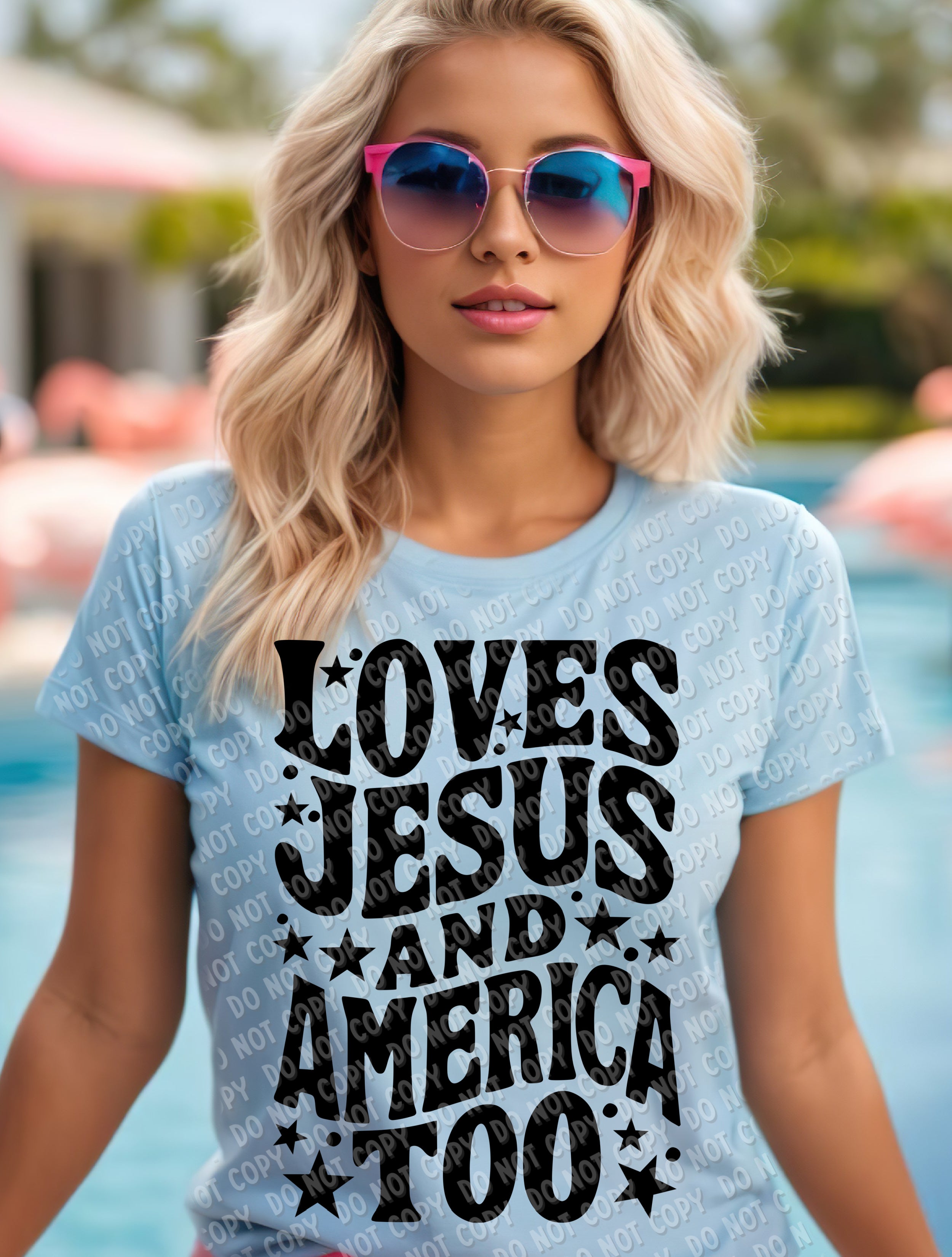 07-90 Love Jesus and America - Black DTF Transfer Only