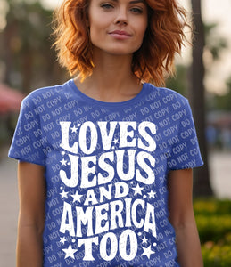 07-92 Love Jesus and America - White Completed Tee