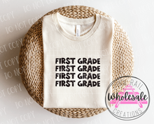 Load image into Gallery viewer, 08-07 (GRADE-TEACHER) Block Letter Stack Completed Tee
