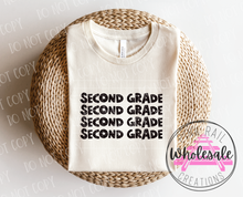 Load image into Gallery viewer, 08-07 (GRADE-TEACHER) Block Letter Stack Completed Tee
