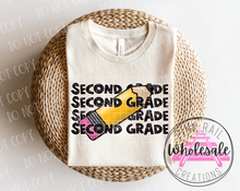 Load image into Gallery viewer, 08-07 (GRADE-TEACHER) Block Letter Stack Completed Tee
