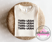 Load image into Gallery viewer, 08-07 (GRADE-TEACHER) Block Letter Stack Completed Tee
