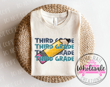 Load image into Gallery viewer, 08-07 (GRADE-TEACHER) Block Letter Stack Completed Tee
