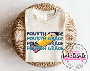 08-07 (GRADE-TEACHER) Block Letter Stack Completed Tee