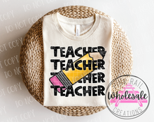 Load image into Gallery viewer, 08-07 (GRADE-TEACHER) Block Letter Stack Completed Tee
