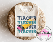 Load image into Gallery viewer, 08-07 (GRADE-TEACHER) Block Letter Stack Completed Tee
