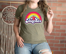 Load image into Gallery viewer, 08-08 Apple rainbow (grade-teacher) Completed Tee
