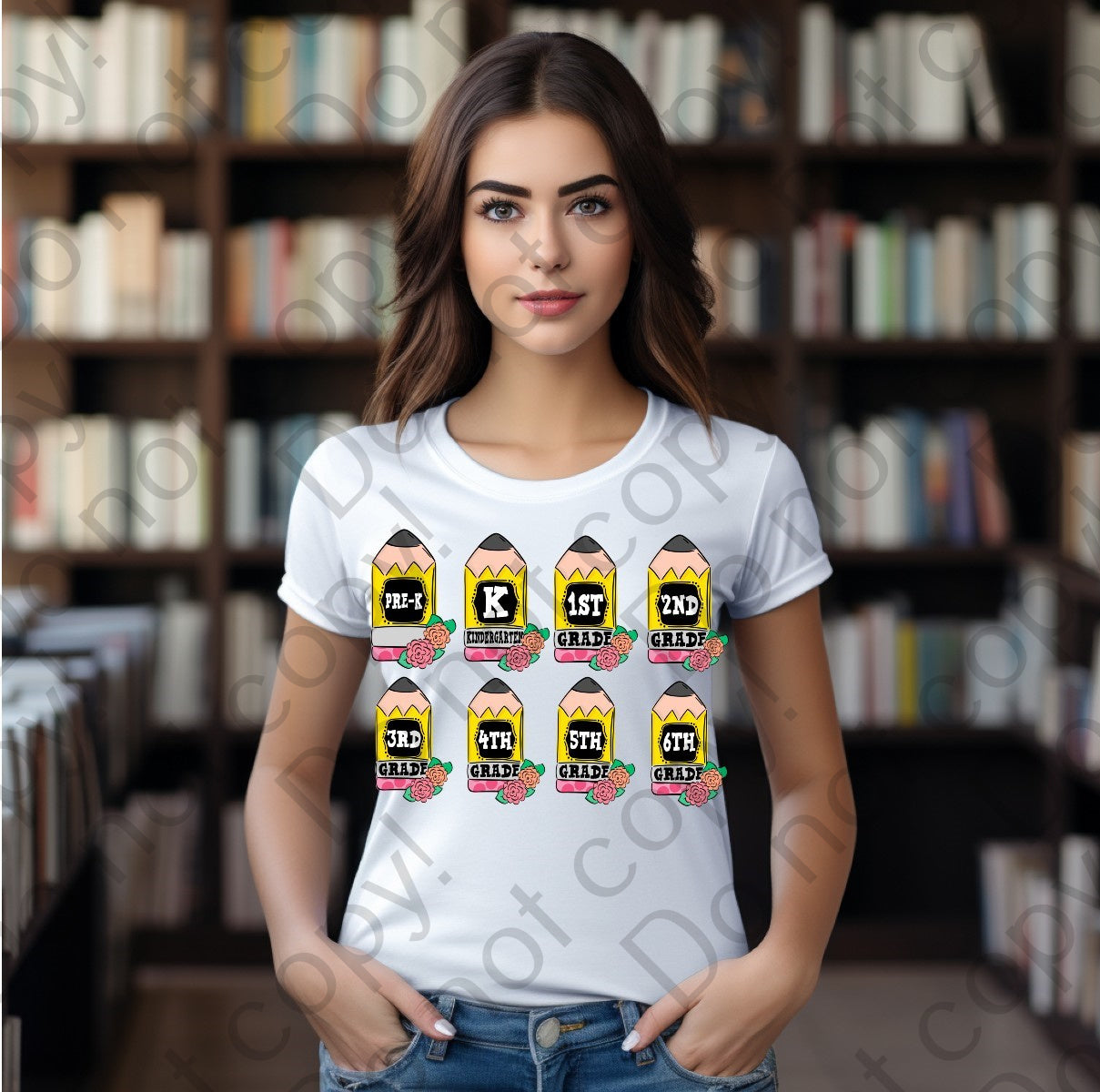 08-129 Pink pencils that start form pre-k to 6th grade Completed Tee