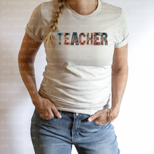 Load image into Gallery viewer, 08-12 Teacher Dark Floral Faux Embroidery Completed Tee
