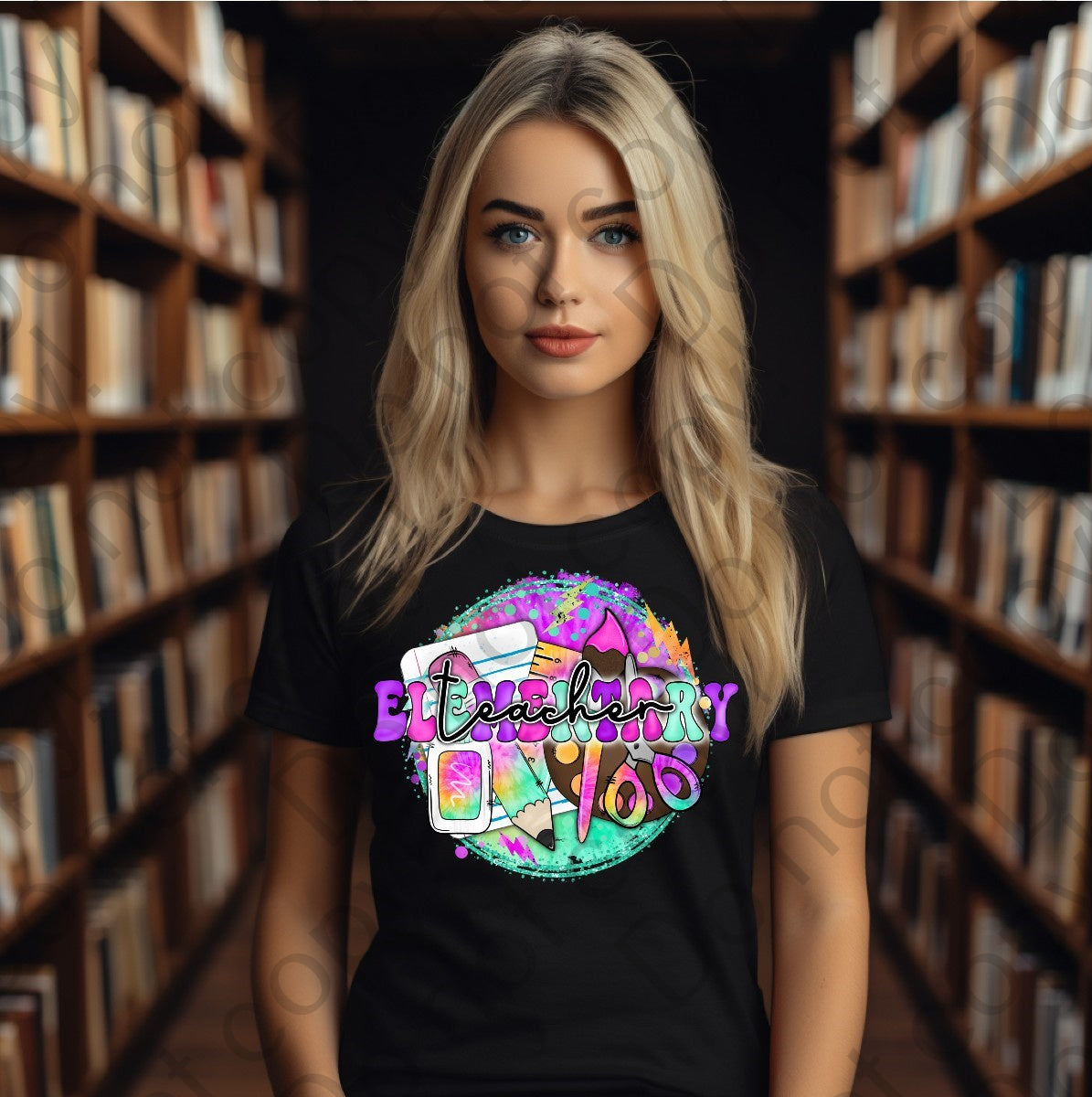 08-144 Elementary teacher colorful DTF TRANSFER ONLY