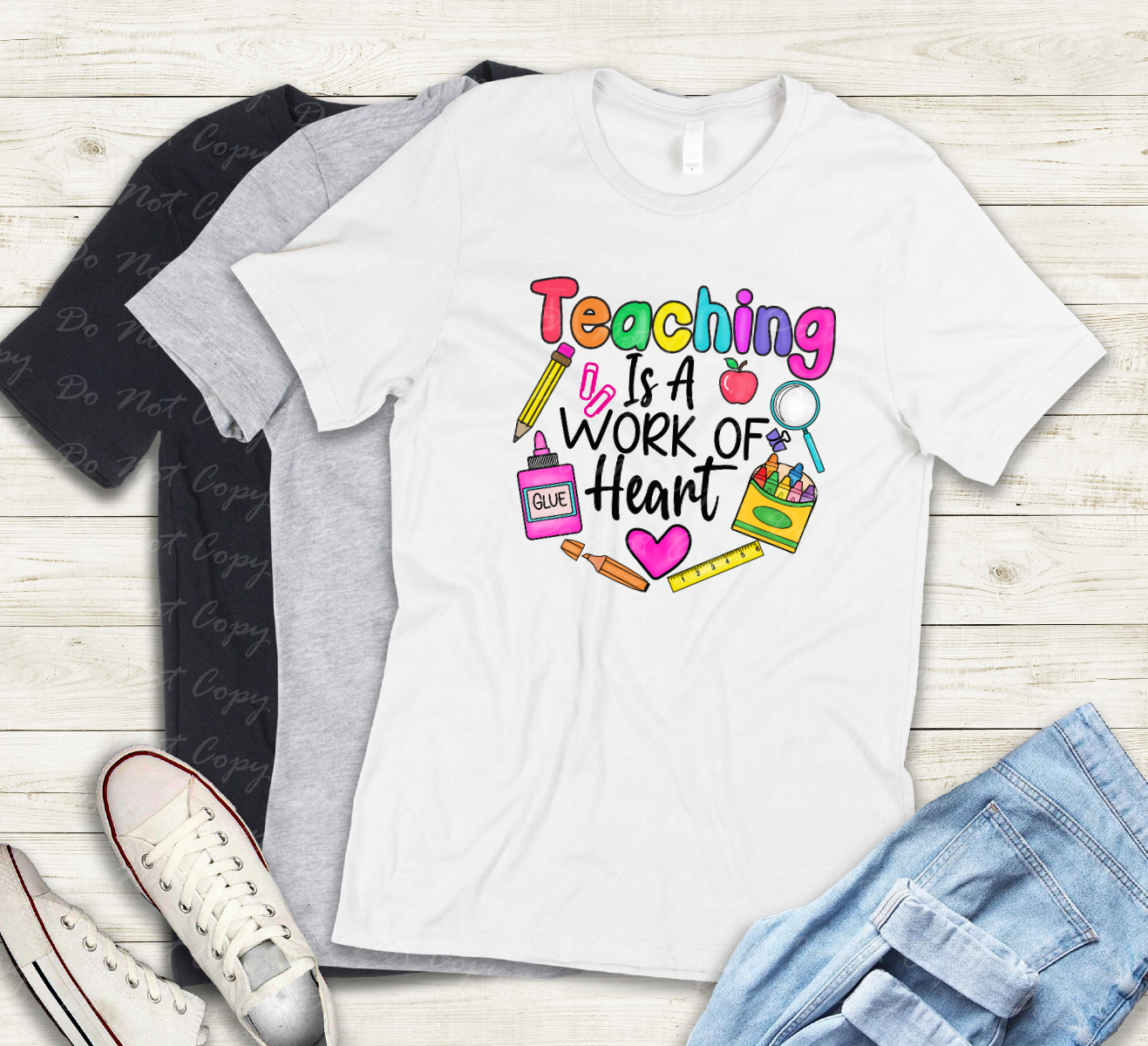 08-155 Teaching is a work of heart Completed Tee