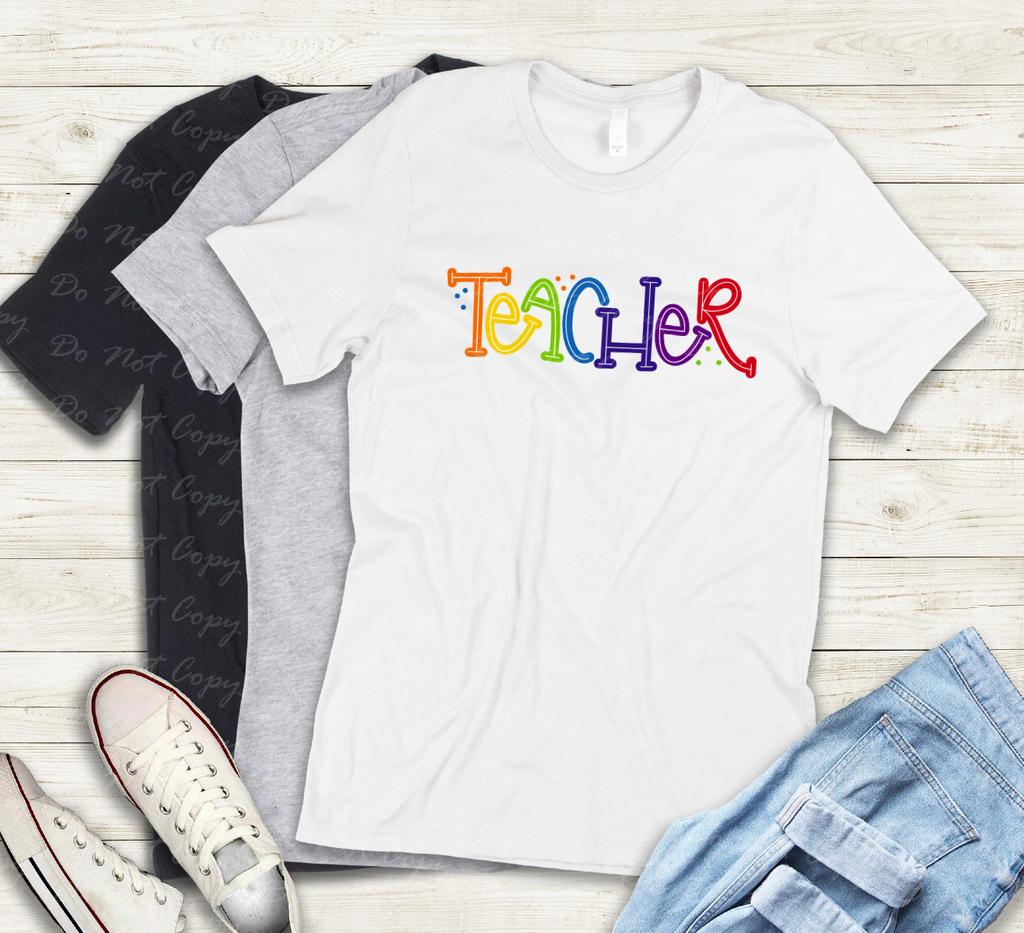 08-161 teacher rainbow Completed Tee