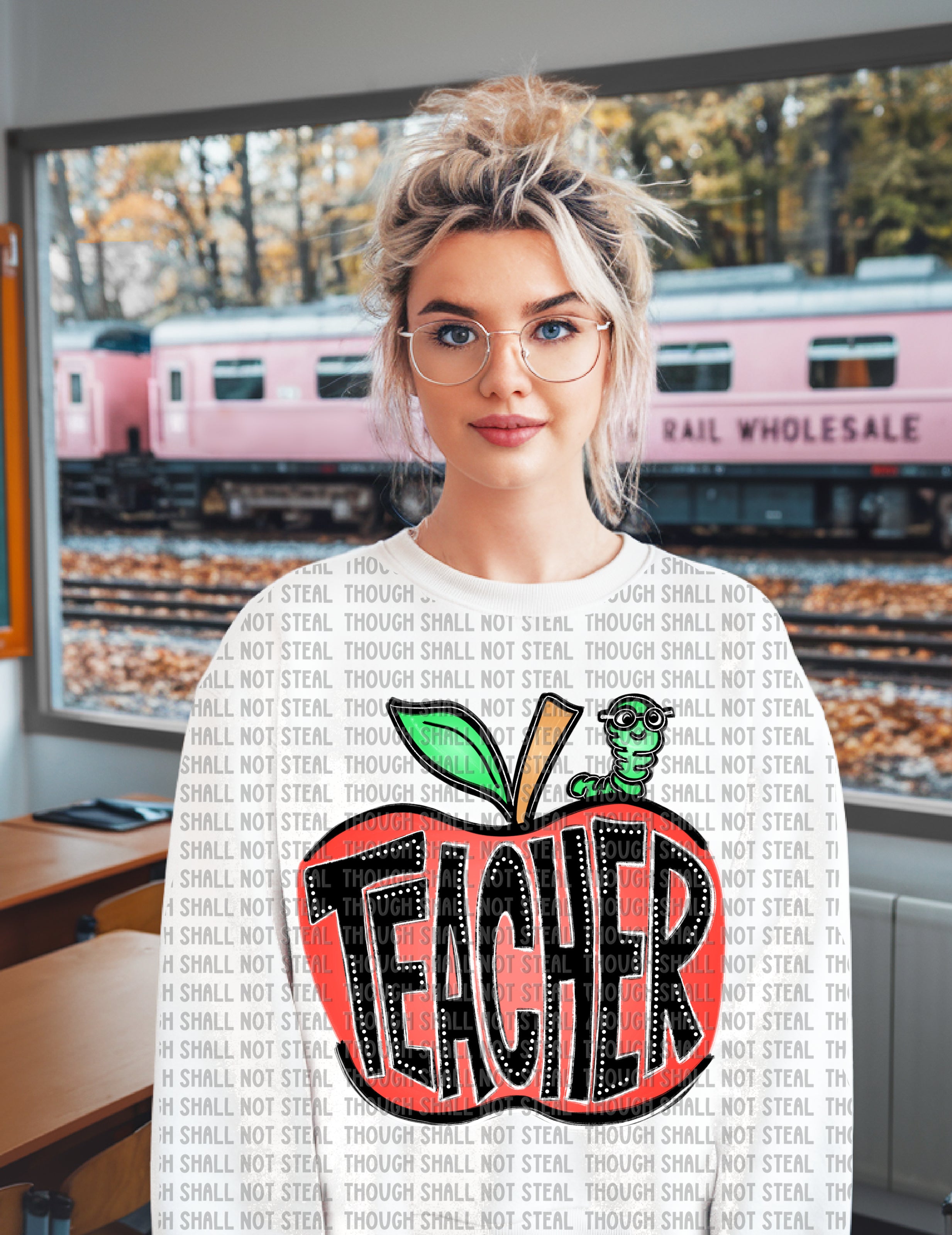 08-178 Teacher Apple DTF TRANSFER ONLY