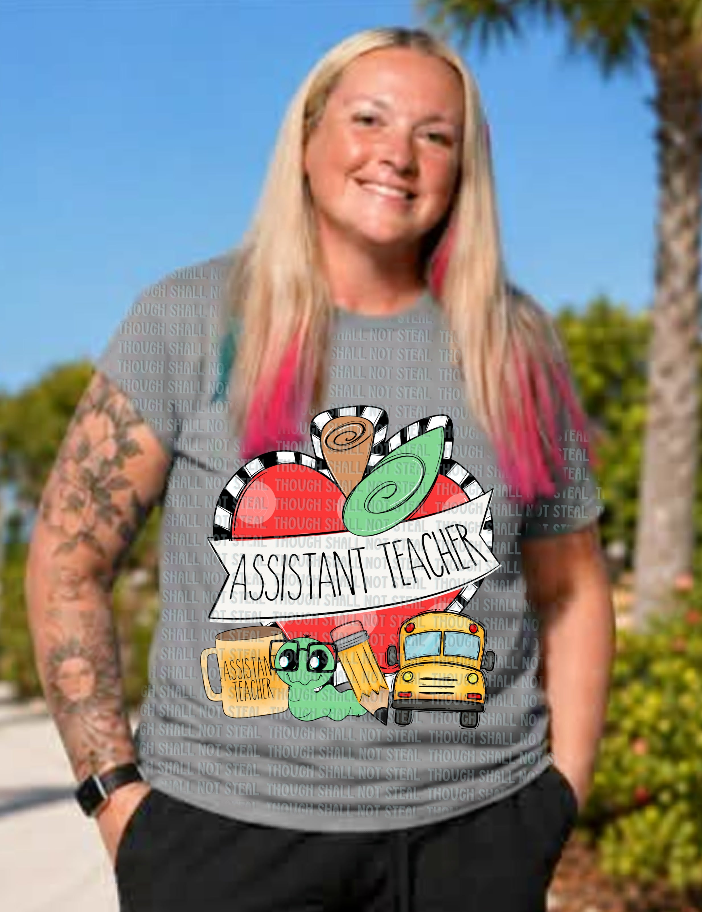 08-213 Apple Collage (Choose School Profession) DTF TRANSFER ONLY