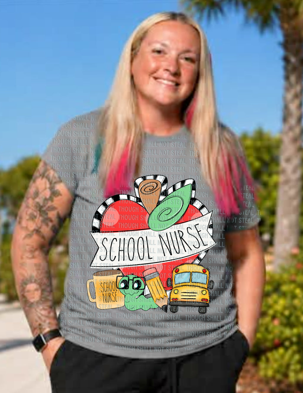 08-213 Apple Collage (Choose School Profession) DTF TRANSFER ONLY