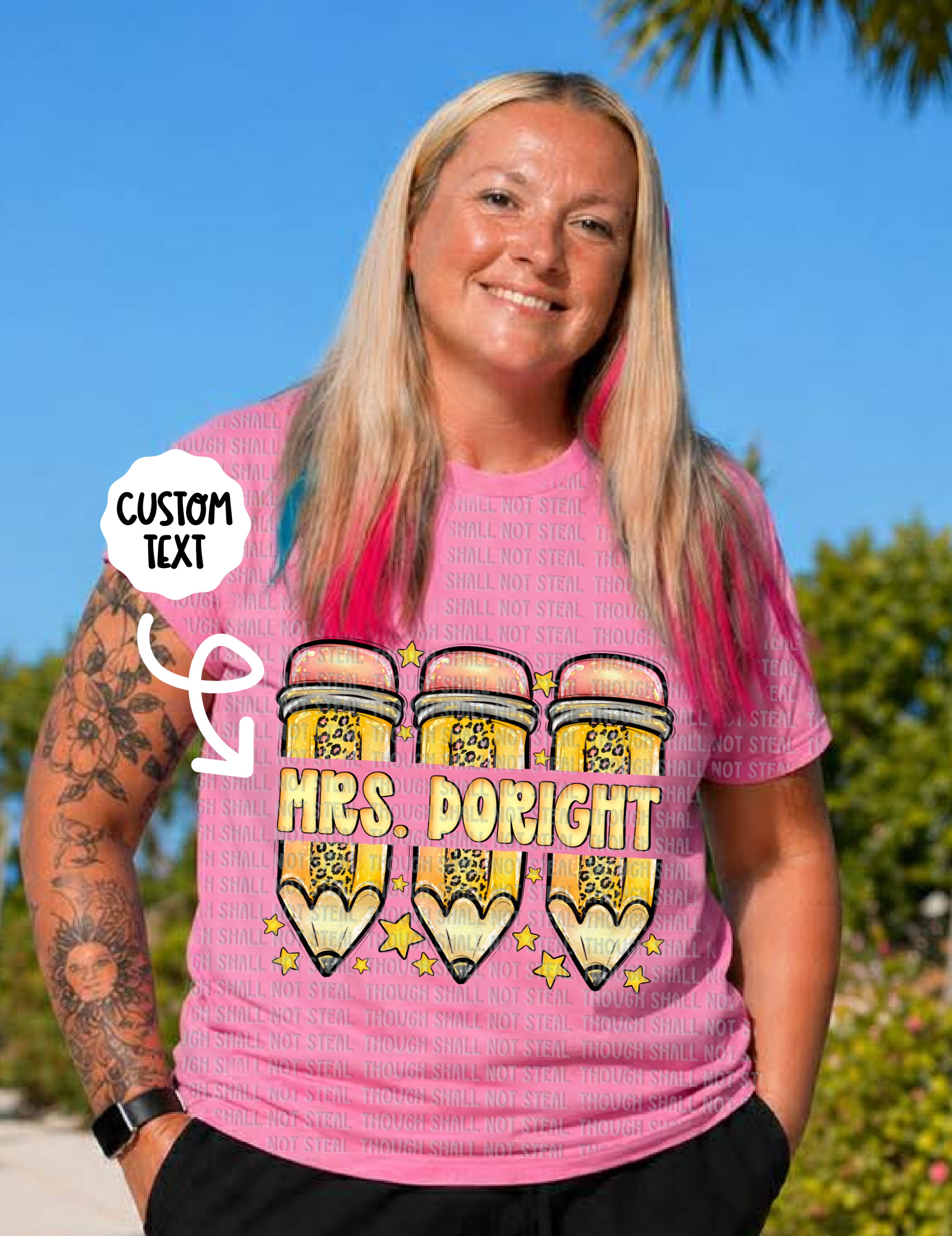 08-217 Custom Pencil Name DTF TRANSFER ONLY