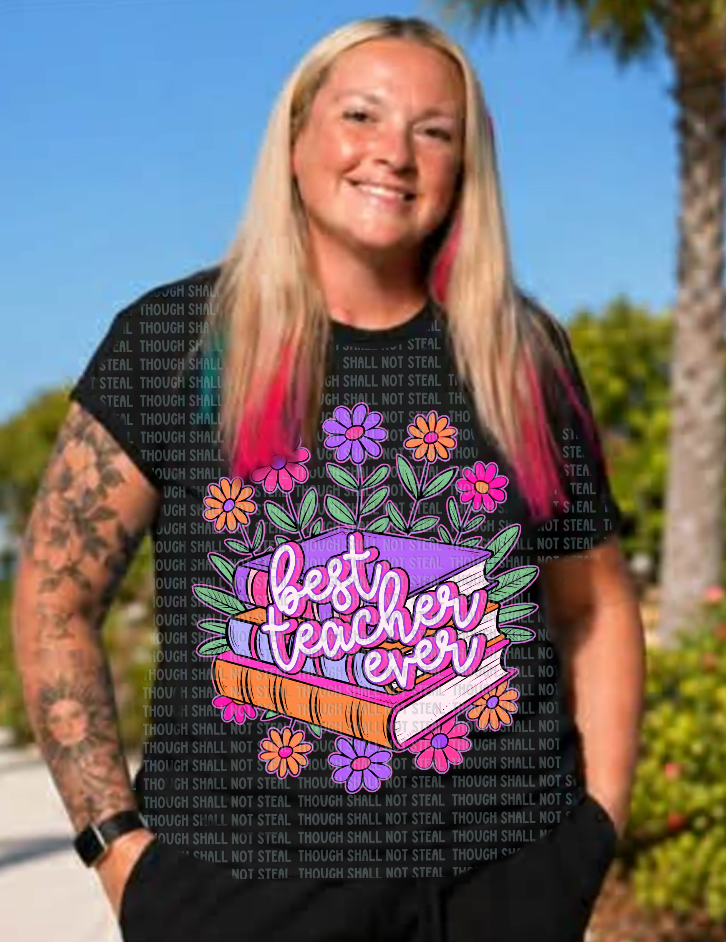 08-218 Best Teacher ever cursive DTF TRANSFER ONLY