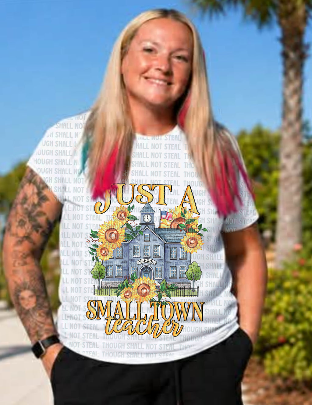 08-223 Just a Small Town Teacher tee