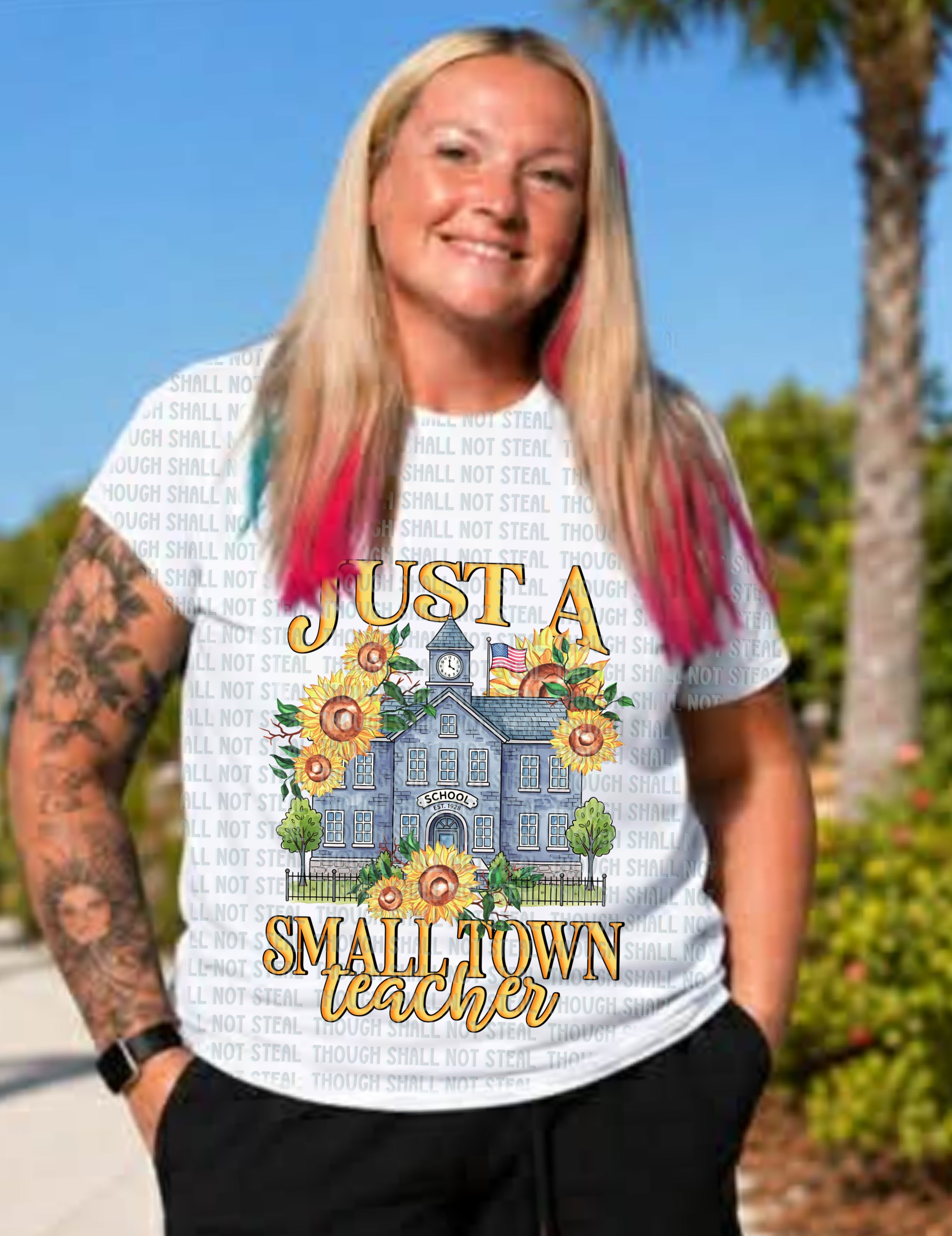 08-223 Just a Small Town Teacher tee