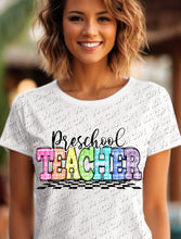 Load image into Gallery viewer, 08-77 Plaid and Checker Teacher (choose grade level) Completed Tee
