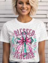 Load image into Gallery viewer, 08-80 - Blessed Teacher - Pink Teal Completed Tee
