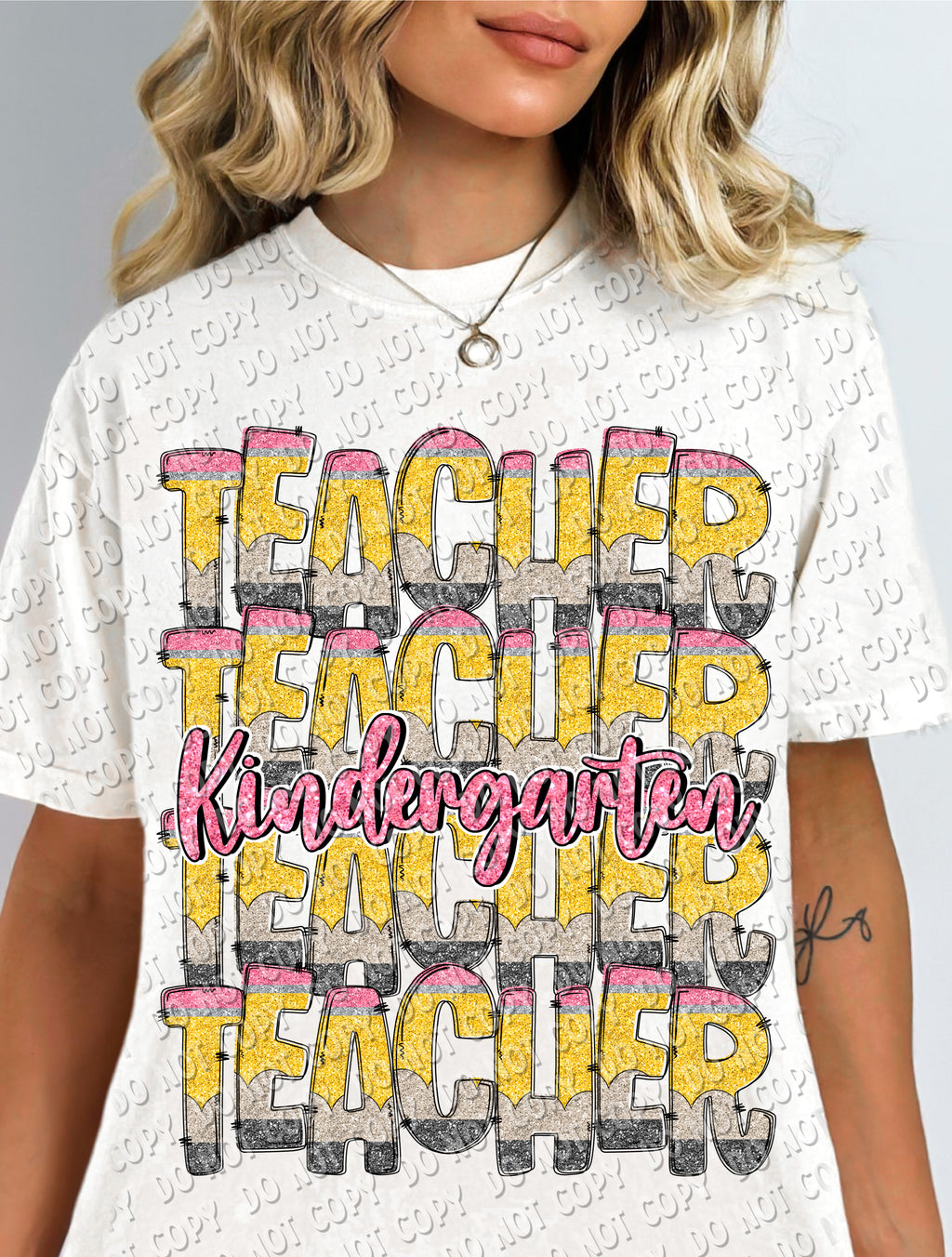 08-84 Teacher - Glitter Pencil (choose grade level) -  DTF Transfer ONLY
