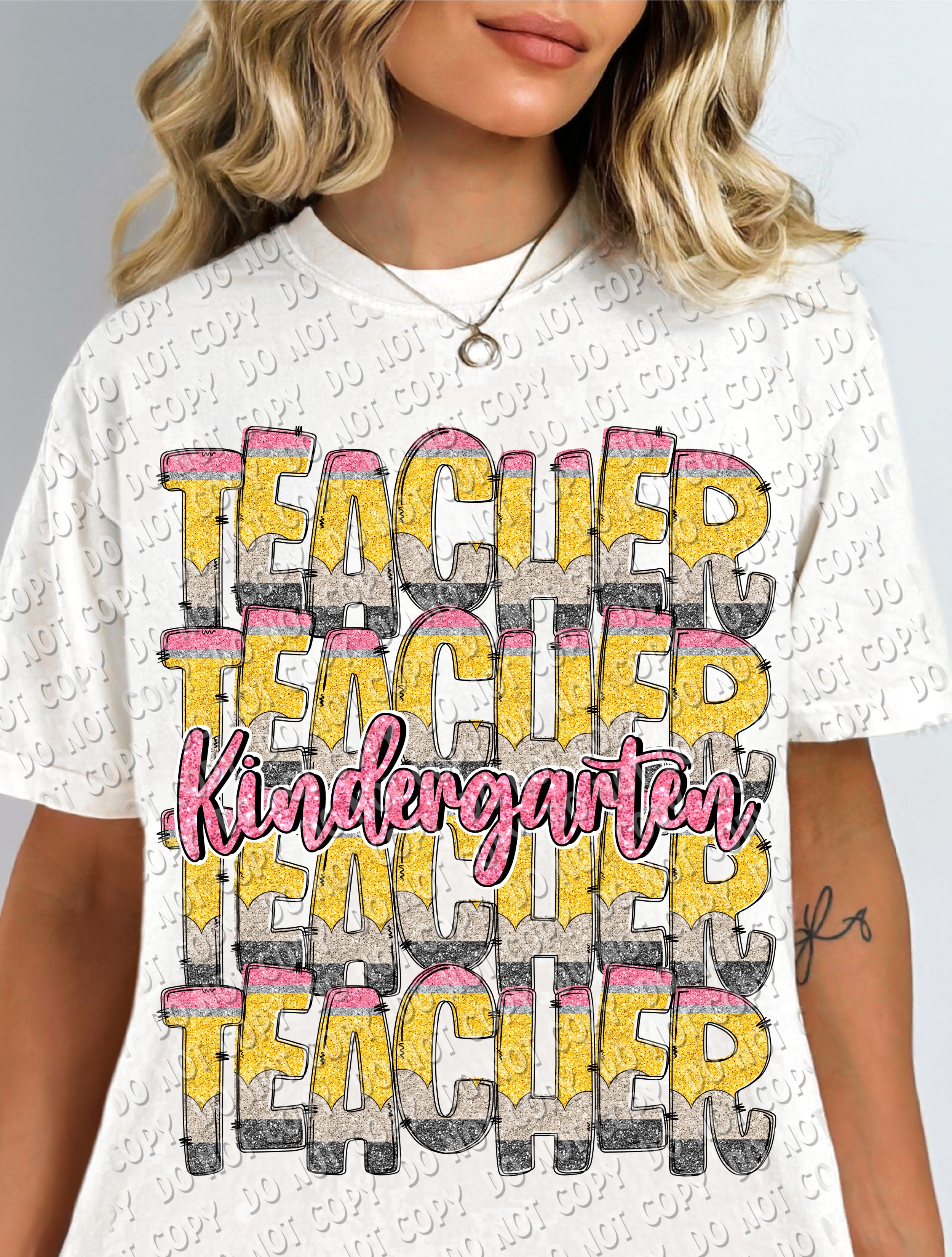 08-84 Teacher - Glitter Pencil (choose grade level) -  DTF Transfer ONLY