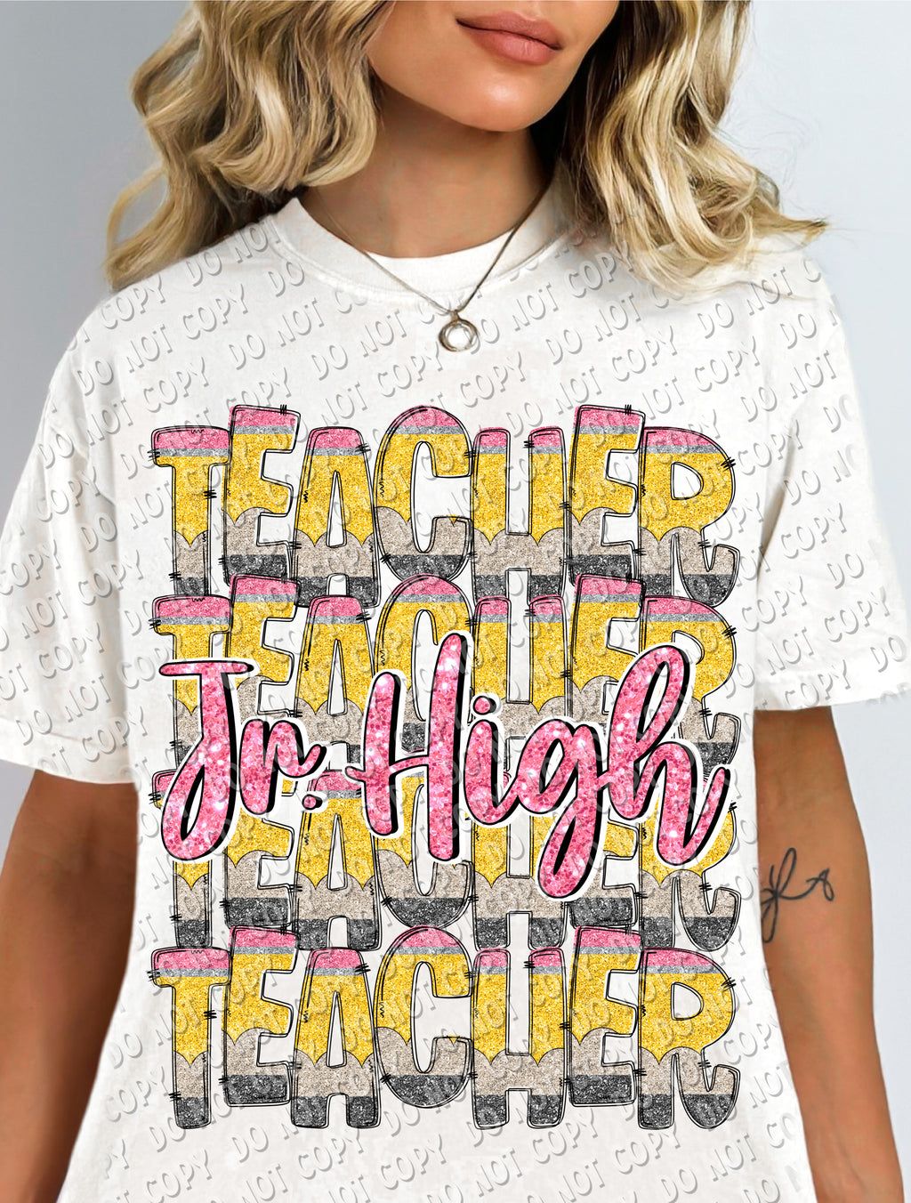08-84 Teacher - Glitter Pencil (choose grade level) -  DTF Transfer ONLY