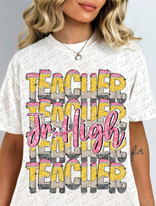 08-84 Teacher - Glitter Pencil (choose grade) Completed Tee