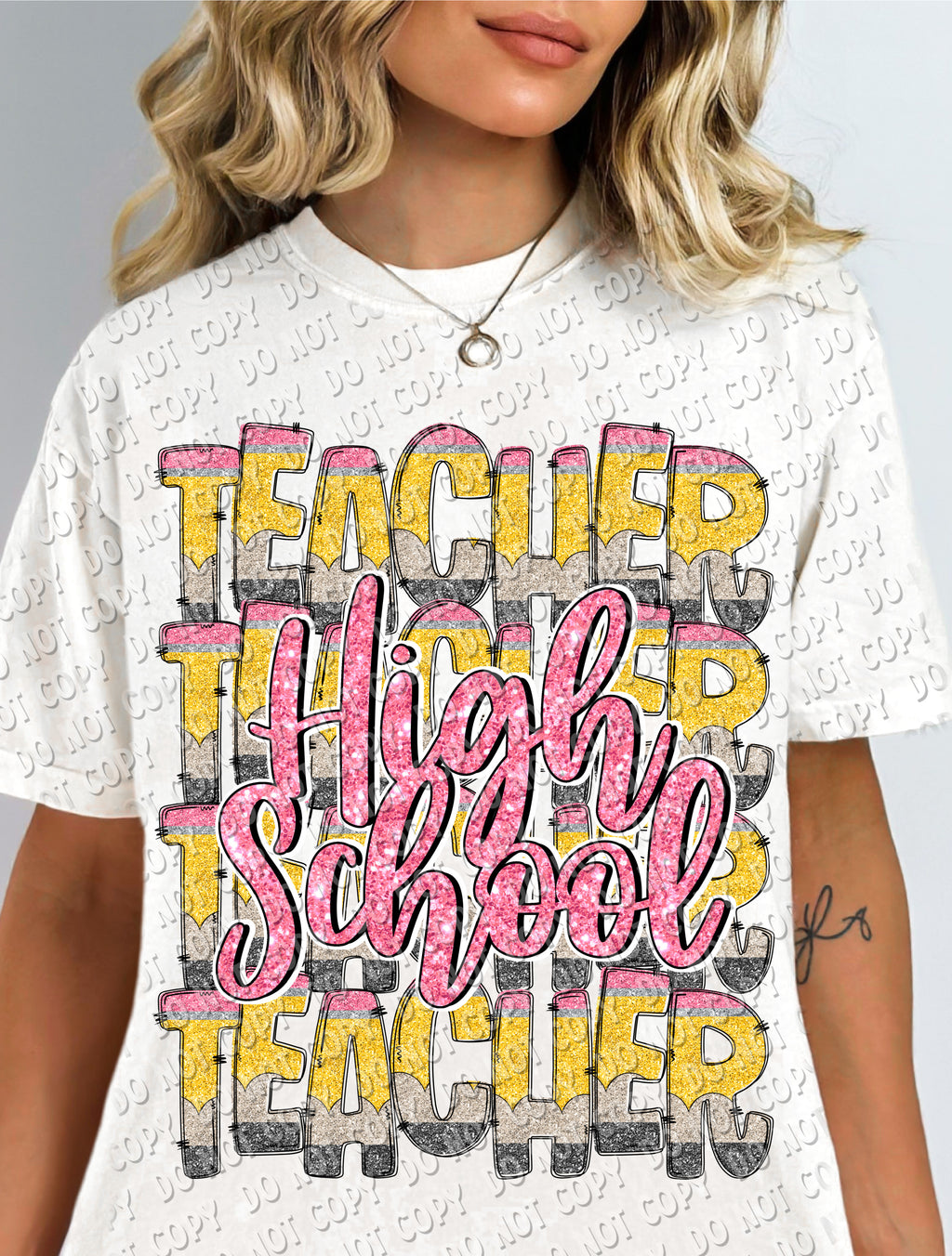 08-84 Teacher - Glitter Pencil (choose grade level) -  DTF Transfer ONLY