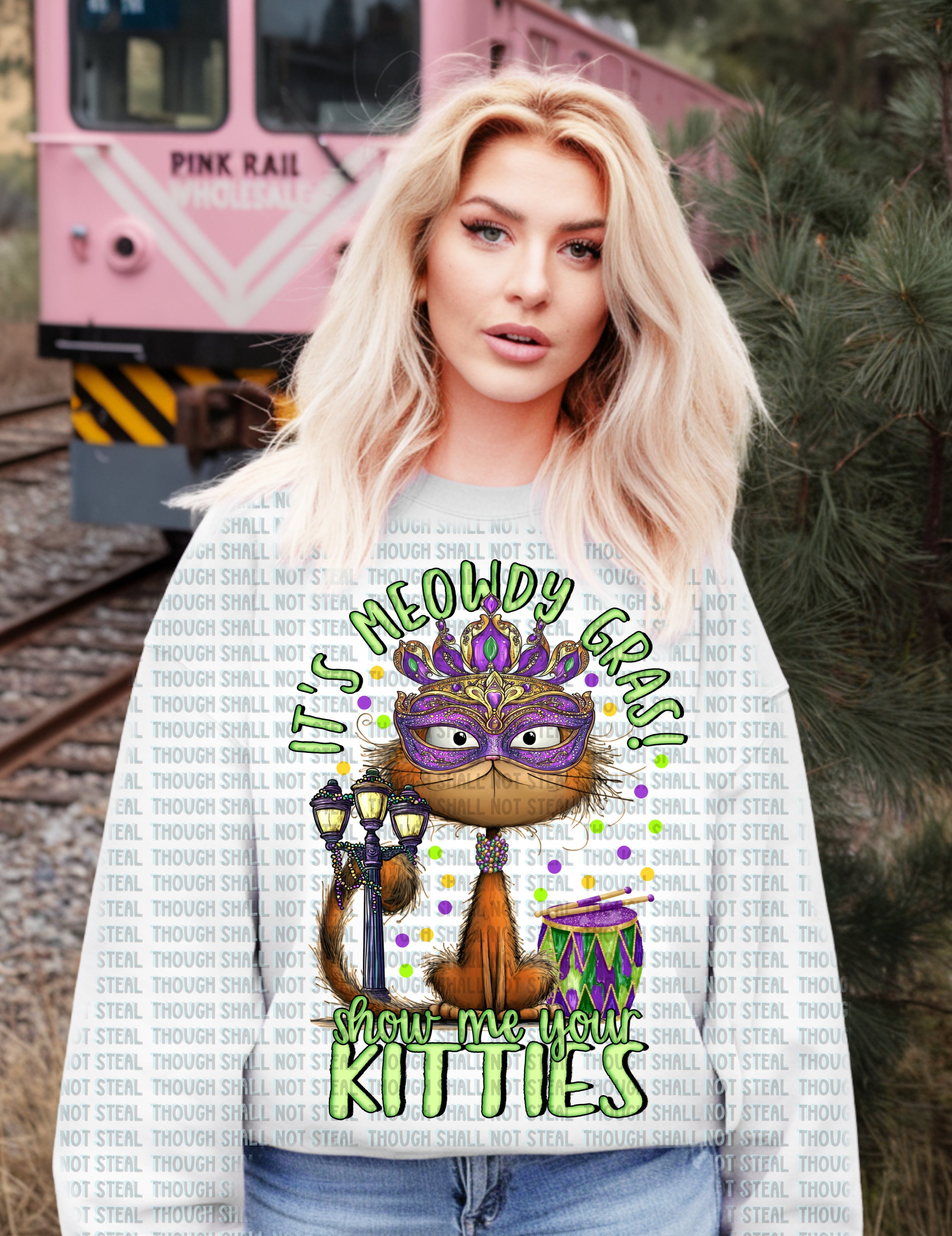 09-131 It_s Meowdy Gras Show me your Kitties DTF TRANSFER ONLY