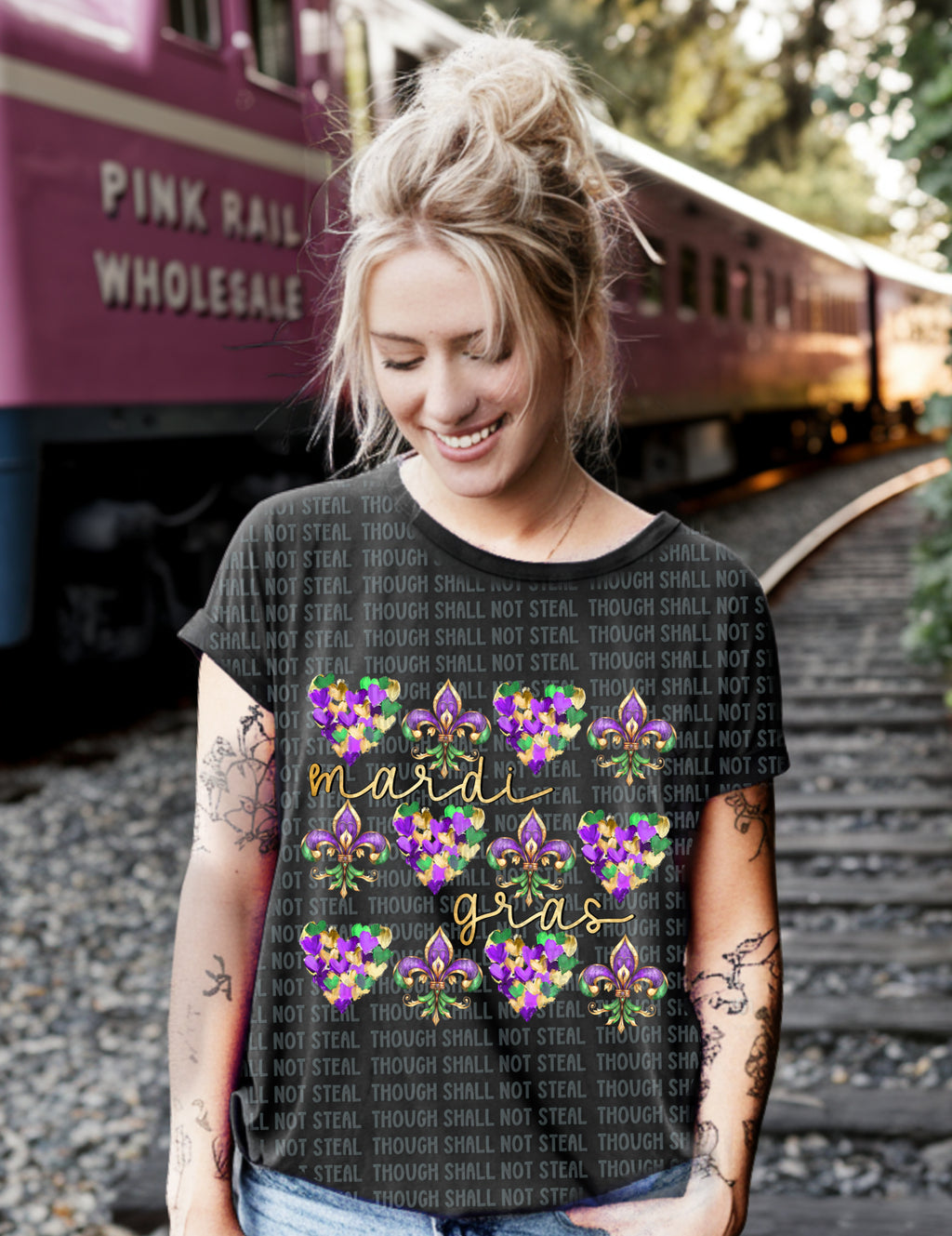 09-139 Mardi Gras Hearts and Le Fleur des Completed Tee