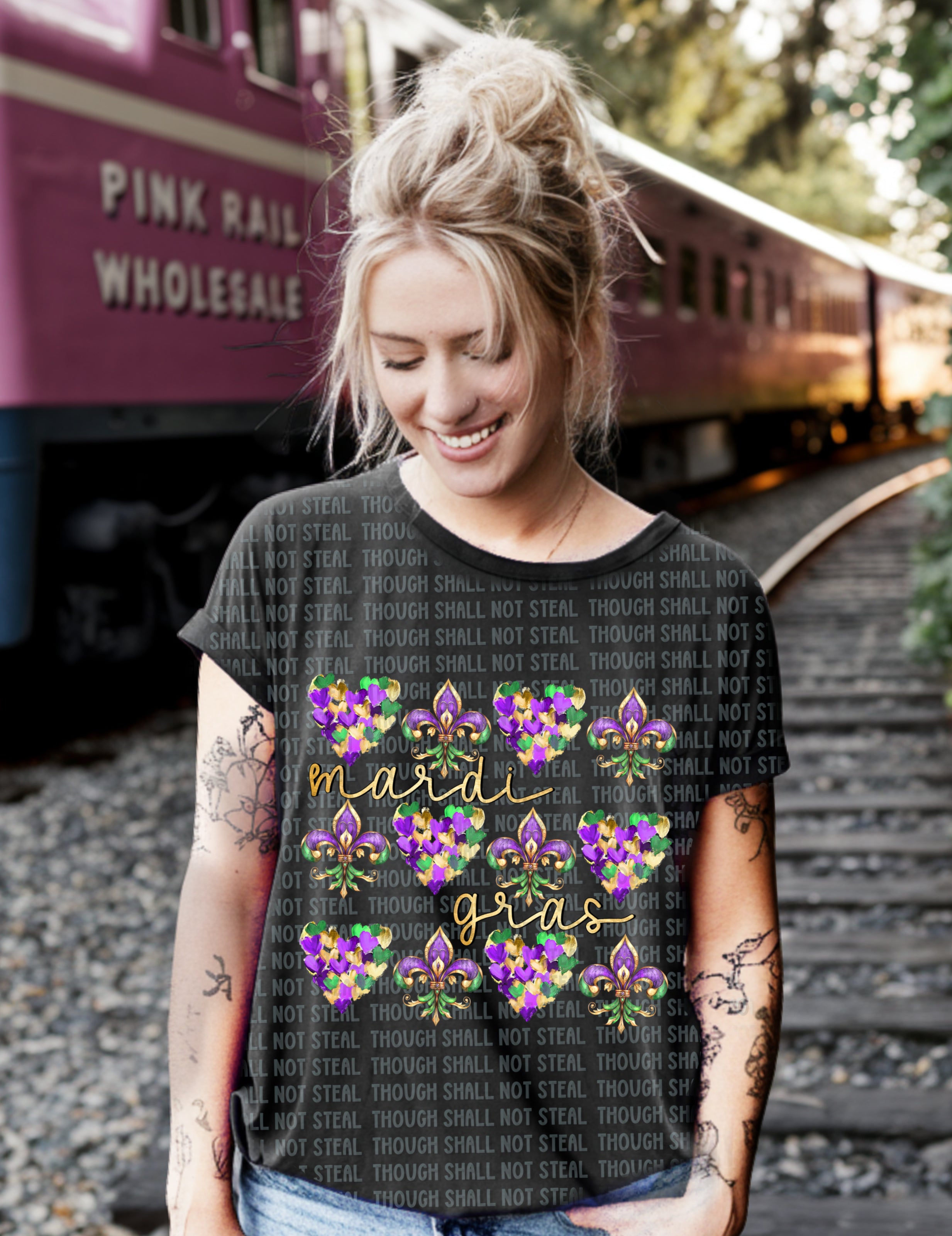 09-139 Mardi Gras Hearts and Le Fleur des DTF TRANSFER ONLY