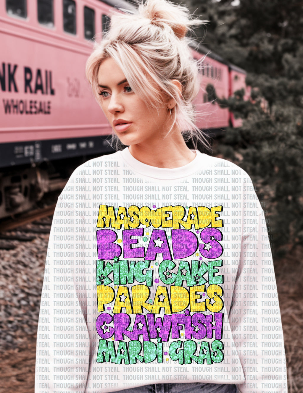 09-58 Mardi Gras Words Completed Tee