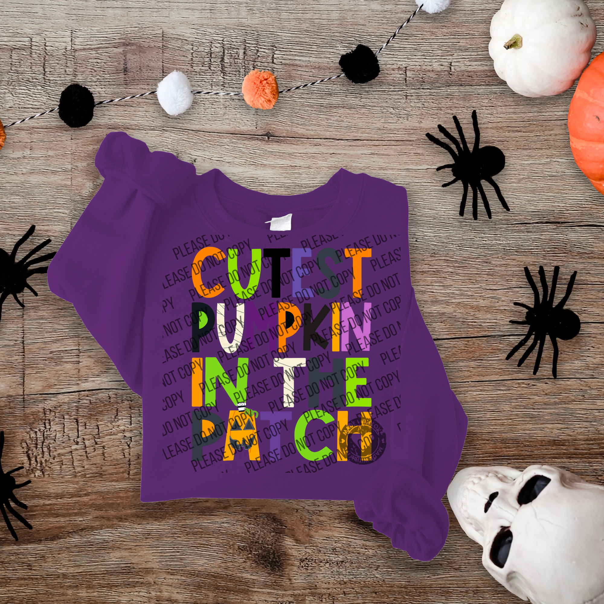 10-106 Cutest Pumpkin in the Patch Doodle Letters Completed Tee