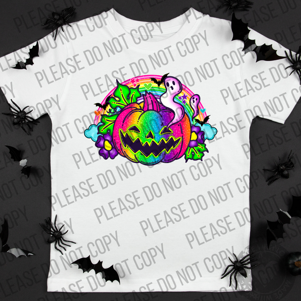 10-115 Spooky Bright Pumpkin Colors Completed Tee