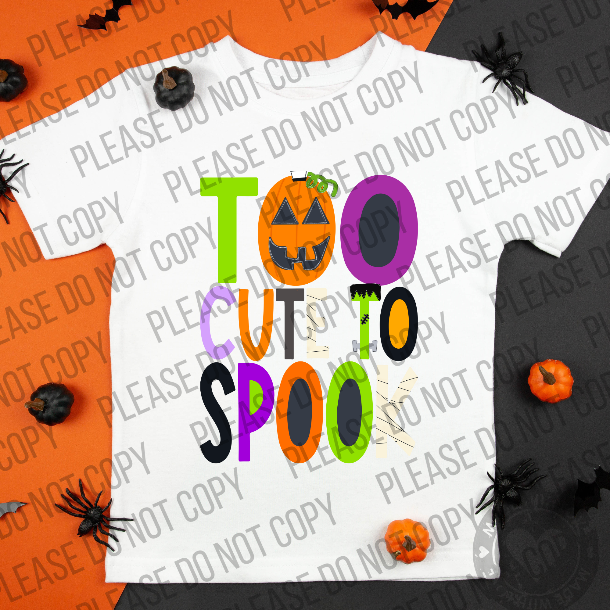 10-122 Too Cute to Spook Doodle Block Letters DTF TRANSFER ONLY