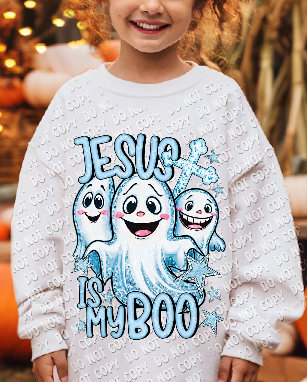 10-191 Jesus is my Boo - Blue Completed Tee