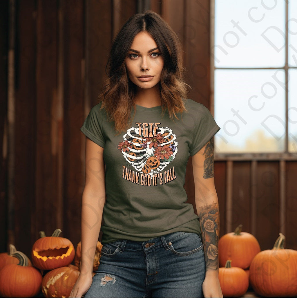 10-224 TGIF Thank God Its Fall Completed Tee